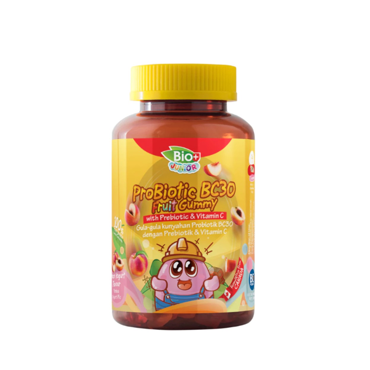 BioPlus Junior Probiotic BC30 Fruit Gummy with Prebiotic & Vitamin C 60's (Peach Yogurt Flavour)