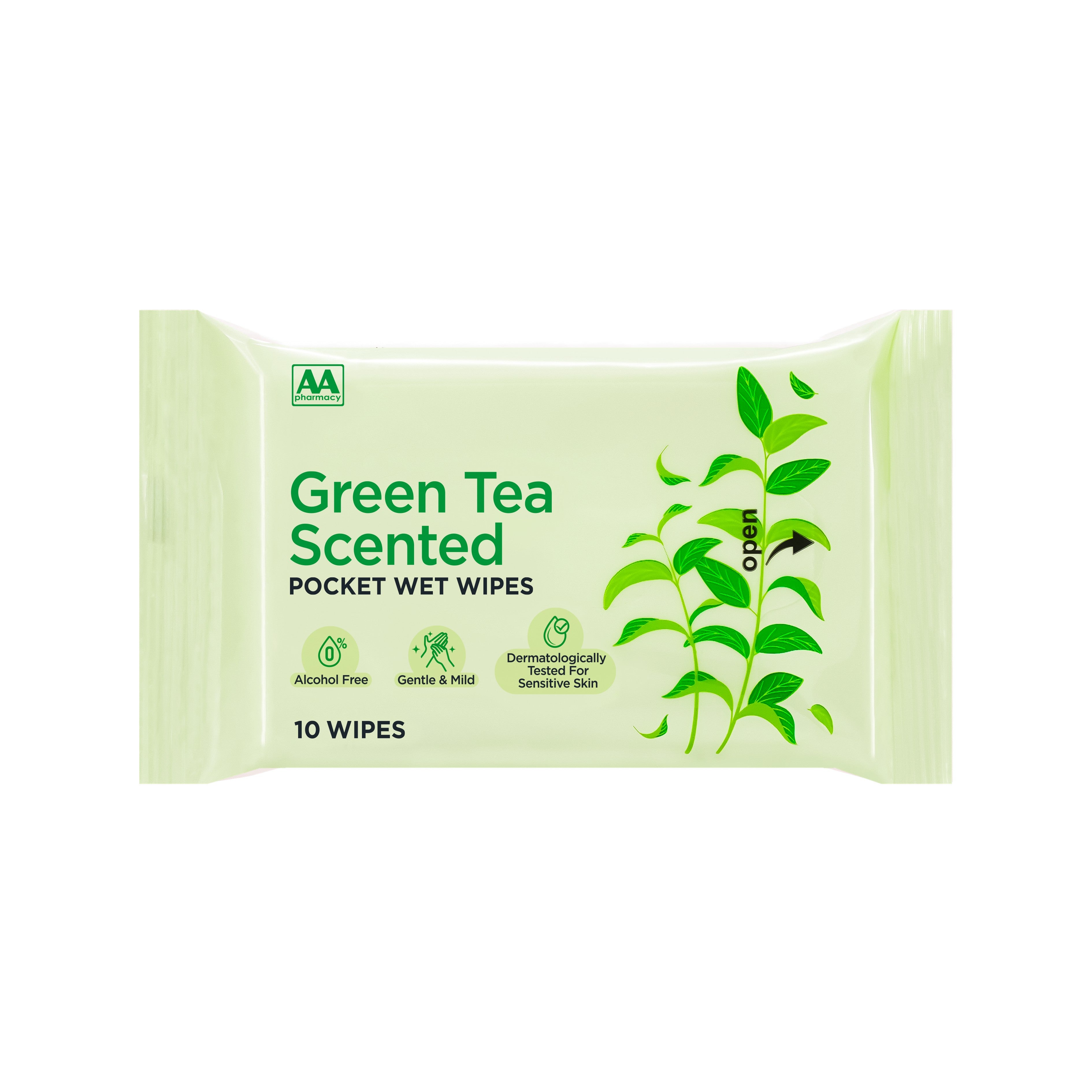 AA Green Tea Scented Pocket Wet Wipes 3x10's