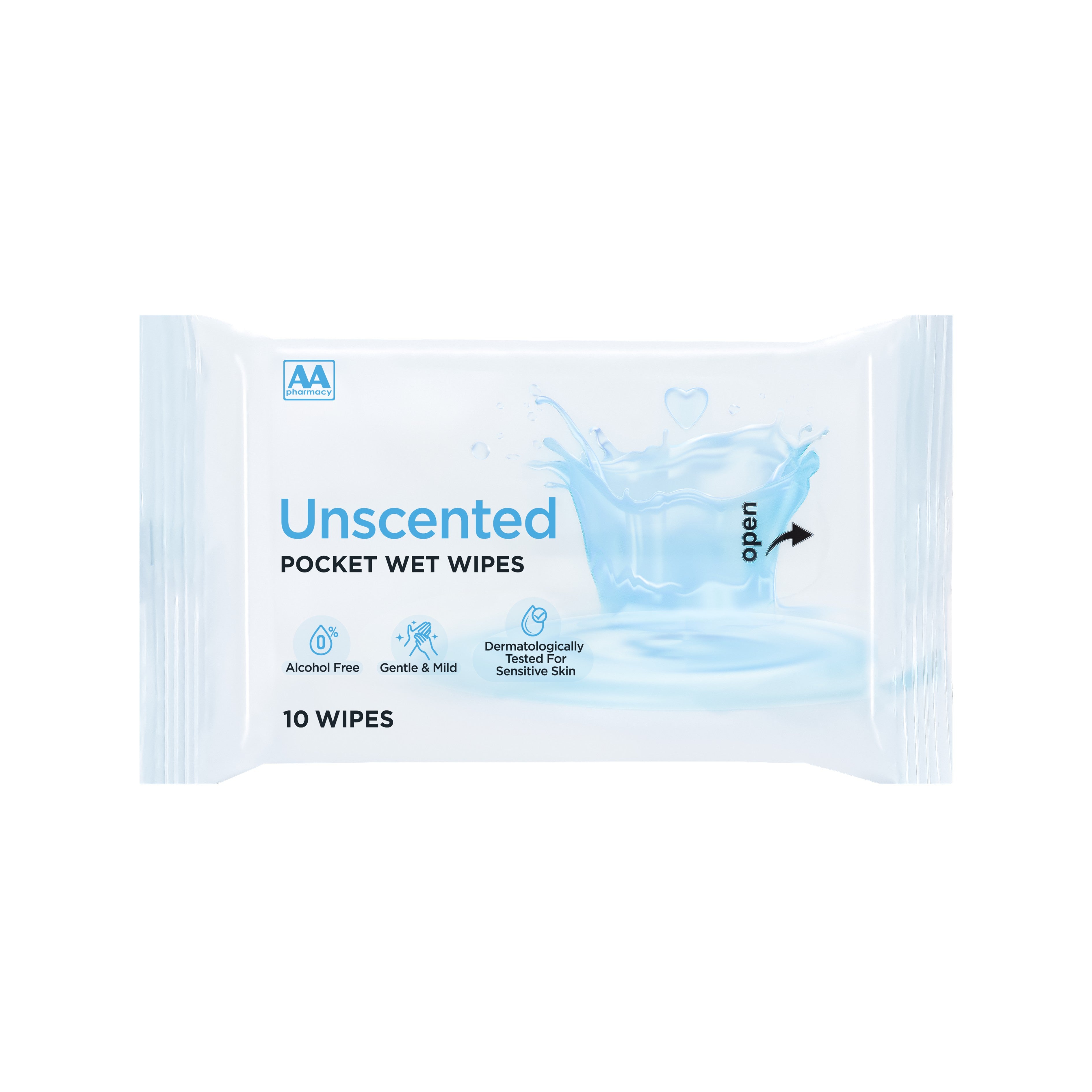 AA Unscented Pocket Wet Wipes 3x10's