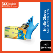 Top Glove Nitrile Examination Gloves (Powder Free) Size M 100's (50 Pairs)