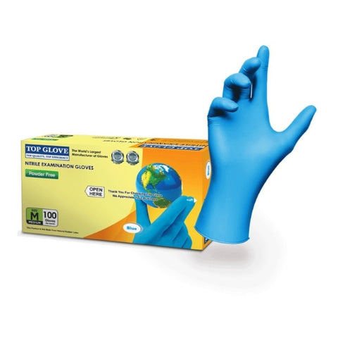 Top Glove Nitrile Examination Gloves (Powder Free) Size M 100's (50 Pairs)