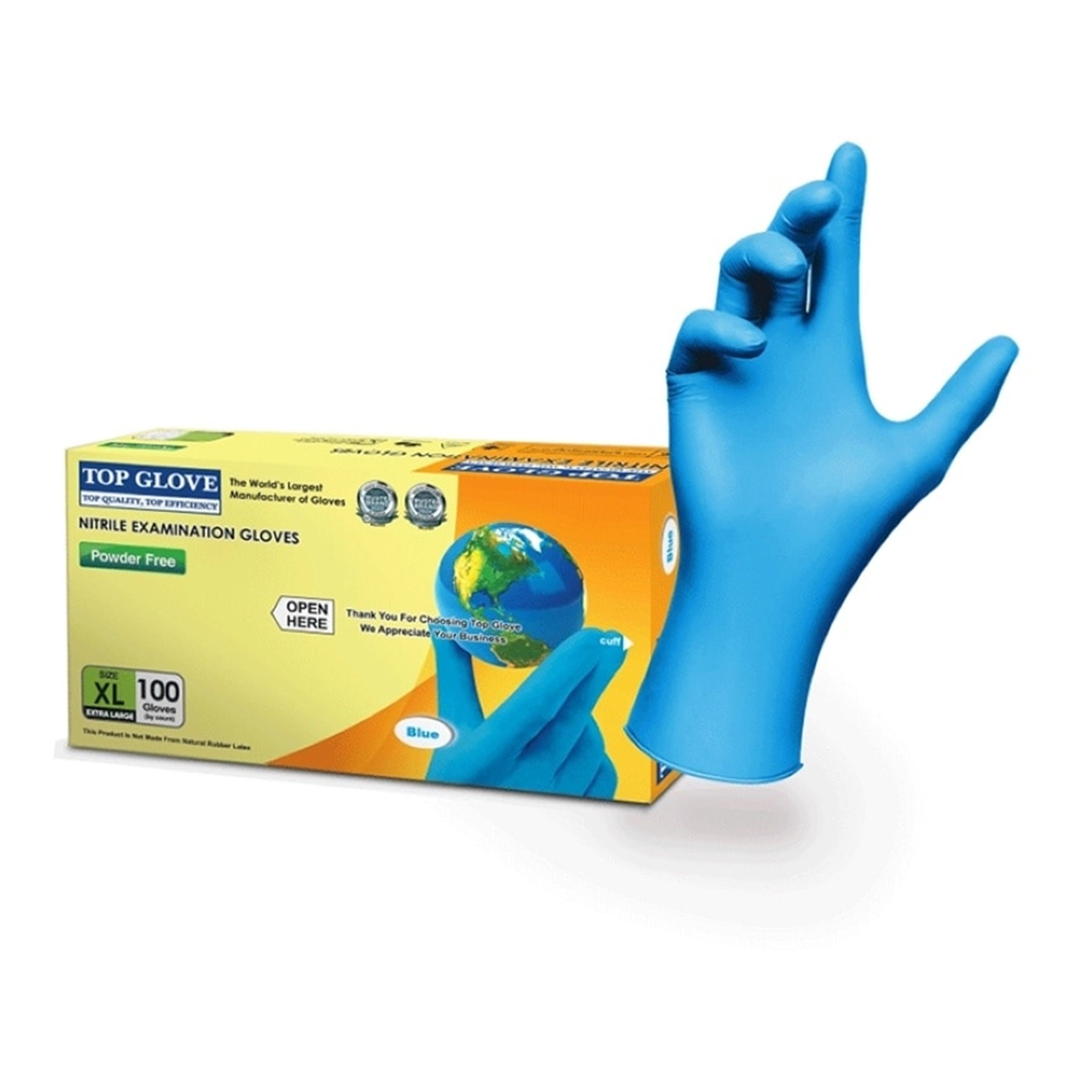 Top Glove Nitrile Examination Gloves (Powder Free) Size XL 100's (50 Pairs)