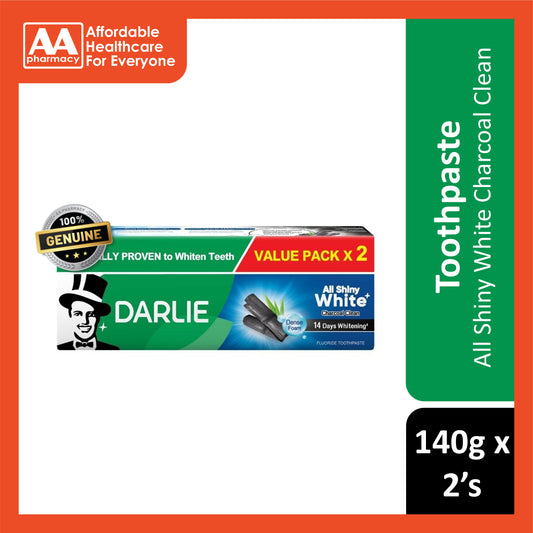 Darlie Toothpaste (All Shiny White, Charcoal Clean) 140gx2's [Twinpack]