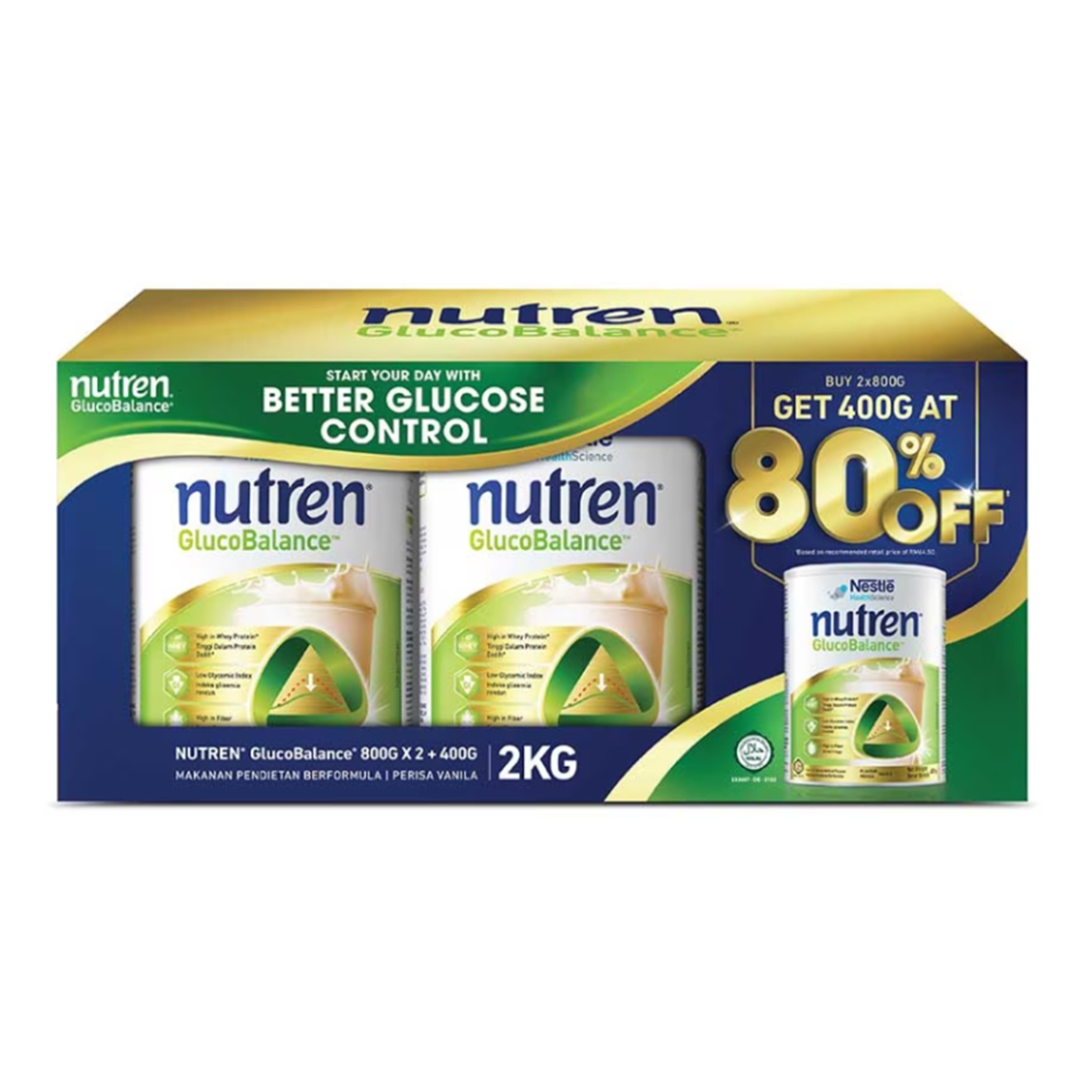 Nestlé Nutren GlucoBalance (Vanilla Flavour) 800gx2's + 400g