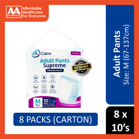A-Care Supreme Adult Pants Size M 10's (67-137cm) [8 Packs/Carton]