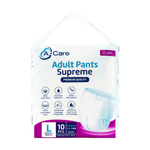 A-Care Supreme Adult Pants Size L 10's (77-157cm)
