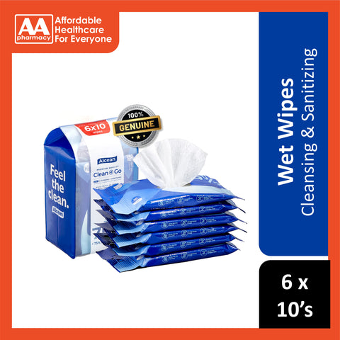 Alcean Clean + Go 75% Alcohol Wipes 6x10's [Value Pack]