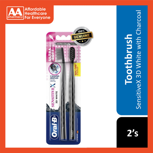 Oral-B Toothbrush (SensitiveX 3D White with Charcoal, Ultra Soft) 2's
