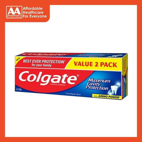 Colgate Maximum Cavity Protection Toothpaste Twinpack 2x225g (Regular Flavour/Freshmint Flavour)