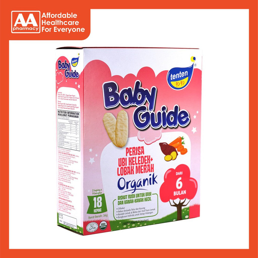 Tenten Baby Guide Organic Rice Rusks (Sweet Potato & Carrot) 36g 9x2's ...