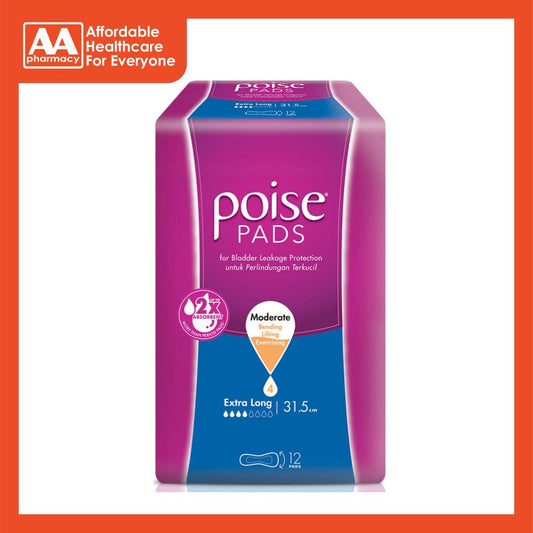 Poise Pads Extra Long 31.5cm 12's