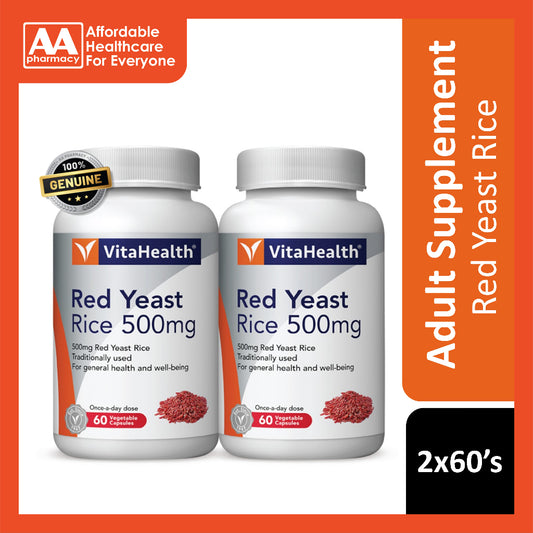 Vitahealth Red Yeast Rice 500mg Vegecap 2x60's