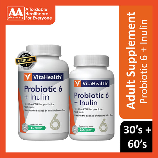 Vitahealth Probiotic 6 + Inulin Vegecap 60's+30's