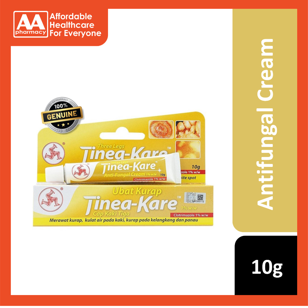 3 Legs Tinea-Kare Antifungal Cream 10g (Clotrimazole 1%)