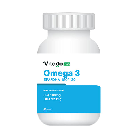 Vitago365 Omega 3 EPA180/DHA120 Softgel 30's