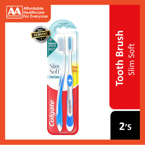 Colgate Flex Clean Slim Soft Toothbrushes 2 pcs (Soft/Charcoal)