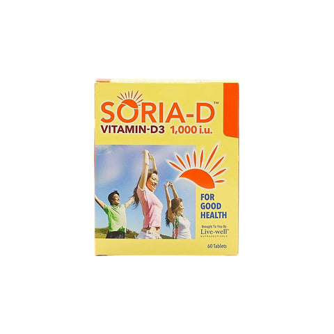 Live-Well Soria-D (Vitamin-D3 1000 I.U.) Tablets 60's