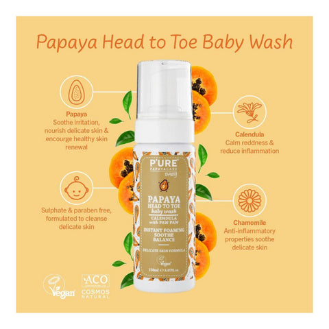 P'ure Papaya Care Baby Papaya Head To Toe Baby Wash 150ml