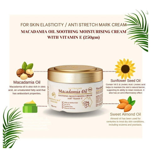 G&M Australian Macadamia Oil Soothing Moisturizing Cream with Vitamin E 250g