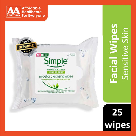 Simple Micellar Cleansing Wipes 25's