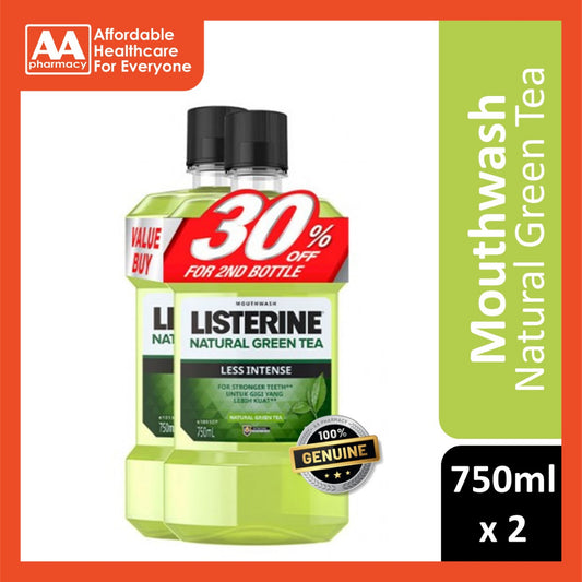 Listerine Green Tea Less Intense Mouthwash 2x750ml