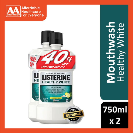 Listerine Healthy White Mouthwash 2x750ml