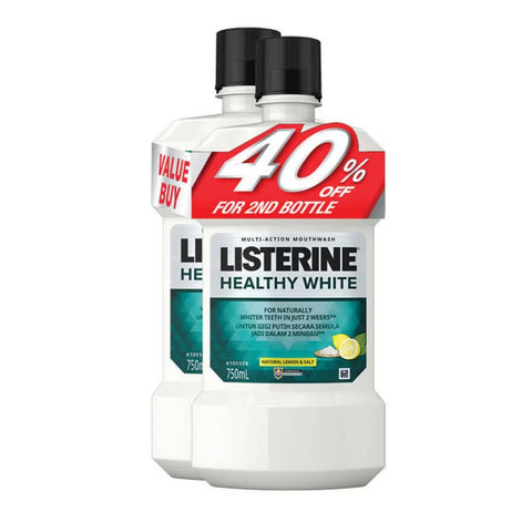 Listerine Healthy White Mouthwash 2x750ml