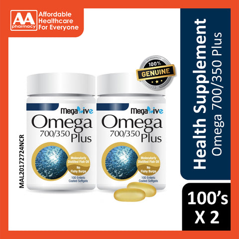 Megalive Omega 1400mg (700/350) Softgels 2x100's