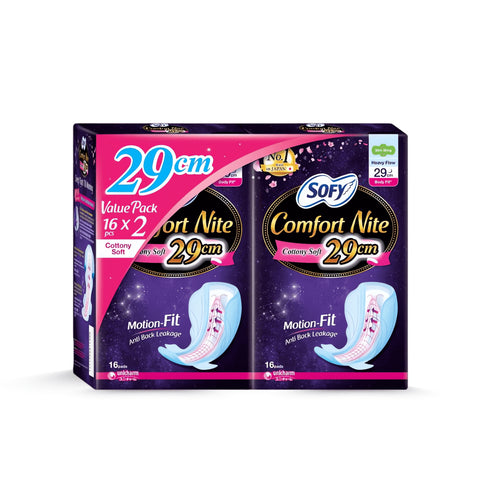 Sofy Body Fit Comfort Nite Wings 29cm 16's x2