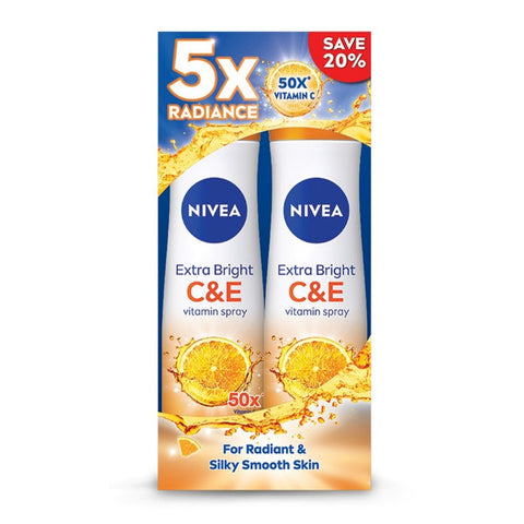 Nivea Deodorant Female Extra Bright C&E Spray 150ml Twin Pack