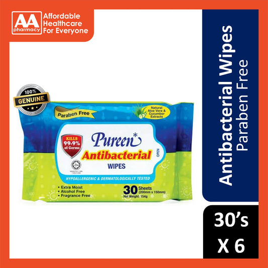 Pureen Antibacterial Wipes 6X30's