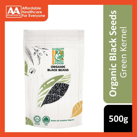 Radiant Organic Black Beans With Green Kernel 500g