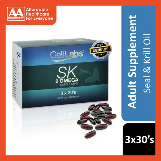 Celllabs Sk2 Omega (Seal Oil & Krill Oil) Softgel Capsules (3X30's)