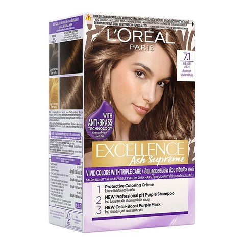 Loreal Paris Excellence Hair Creme Colour 7.1 Beige Light Brown