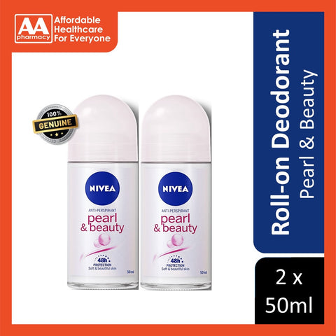 Nivea Deodorant Female Pearl & Beauty Roll On Twin Pack 2x50mL