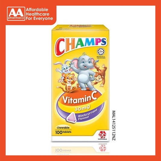 Champs Vitamin C 30mg Chewable Tablets 100's (Blackcurrant)