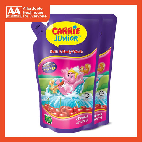 Carrie Junior Hair & Body Wash (Raspberry/Grapeberry/Double Milk/Cherry) Twinpack 500gx2