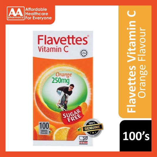 Flavettes Vit C Orange 250mg Tab 100's (Sugarfree)