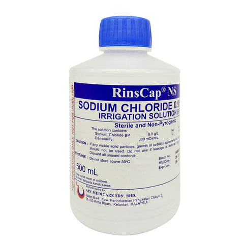 Rinscap Ns Sodium Chloride 0.9 For Irrigation Screw Cap Bp 500mL