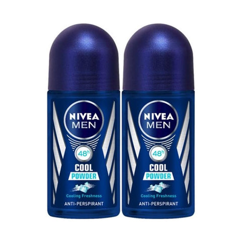 Nivea Deodorant Male Cool Powder Roll On 50mL Twin Pack