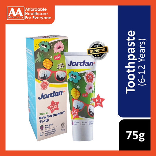 Jordan Toothpaste Step 2 (6-12Years) 75g [Mild Grape Flavour]