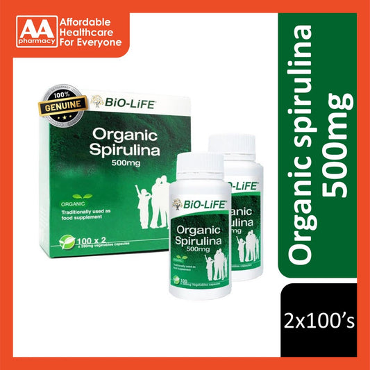 Bio-Life Organic Spirulina 500mg Vegicap 2x100's