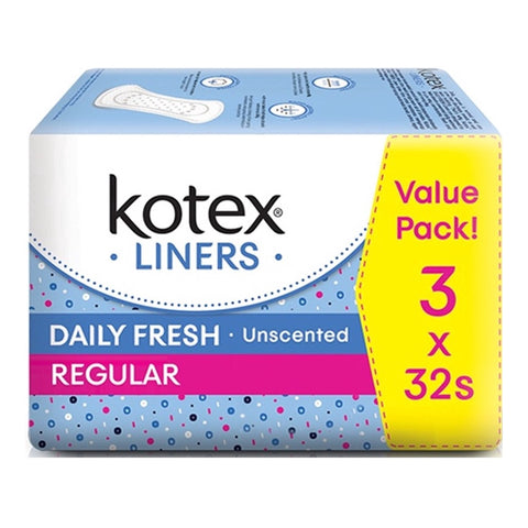 Kotex Fresh Pantyliners Regular Unscent 3x32's
