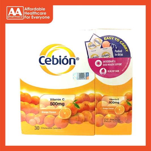 Cebion Vit C 500mg Orange Chewable Tablet (3X30's)