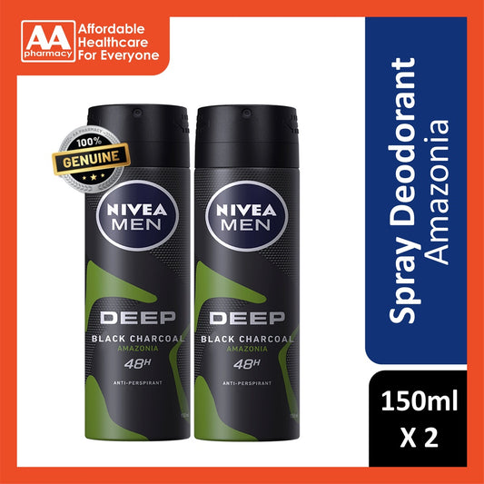 Nivea Deodorant Male Deep Amazonia Spray 150mL Twin Pack