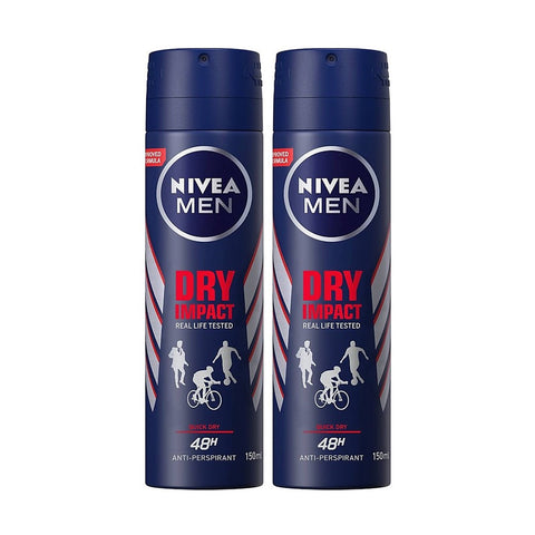 Nivea Spray Deodorant Male Dry Impact Twin Pack (2X150mL)