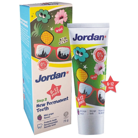 Jordan Toothpaste Step 2 (6-12Years) 75g [Mild Grape Flavour]