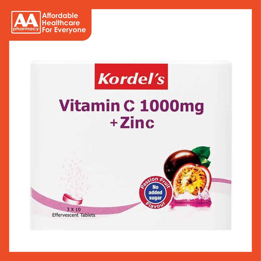 Kordel's Vitamin C 1000mg + Zinc Effervescent [Passion Fruit] (3X10's)