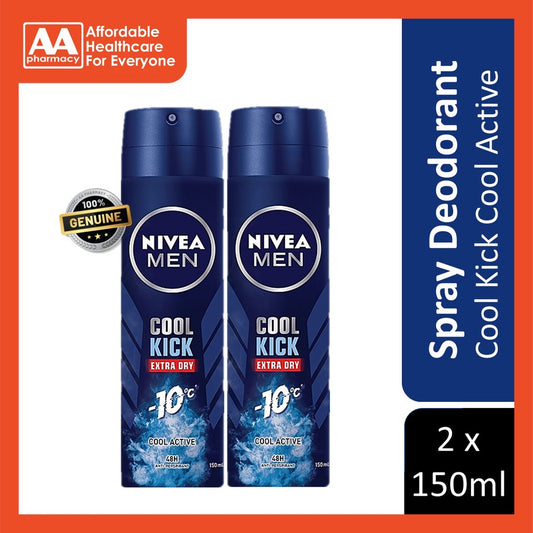 Nivea Spray Deodorant Male Cool Kick Twin Pack (2X150mL)