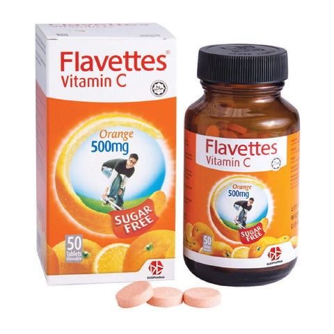 Flavettes Vit C Orange 500mg Tab 50's (Sugarfree)